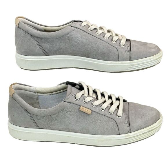 Ecco Soft 7 Leather Sneakers Womens Sz 38 US 7-7.5 Gray Lace Up Comfort - Picture 4 of 16